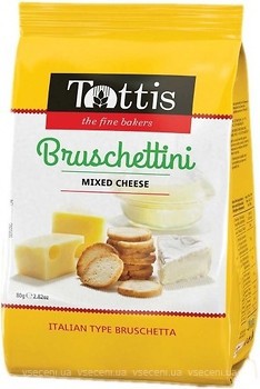 Фото Tottis сухарики Bruschettini зі смаком сирів 80 г