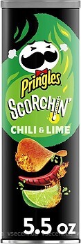 Фото Pringles чіпси Scorchin зі смаком чилі і лайма 158 г