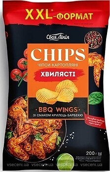 Фото Своя Лінія чипсы XXL-формат Рифленые со вкусом крылышек барбекю 200 г