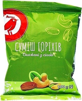Фото Ашан горіхове асорті фісташки, кешью, мигдаль солоне 100 г