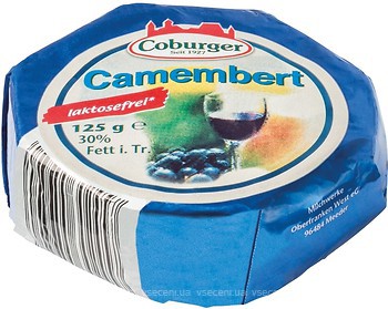 Фото Coburger Camembert 30% безлактозный фасованный 125 г