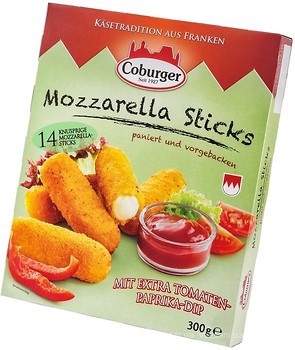 Фото Coburger Mozzarella Sticks с томатно-перцовым соусом фасованный 300 г