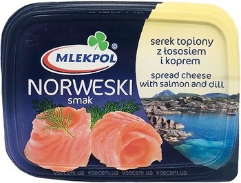Фото Mlekpol плавленій Norweski Smak з лососем та кропом фасований 150 г
