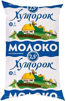 Фото Хуторок молоко Украинское 2.5% п/э 900 мл