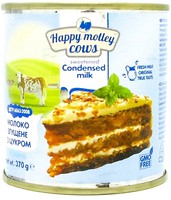 Фото Happy Motley Cows молоко згущене нежирне з цукром 0.5% з/б 370 г