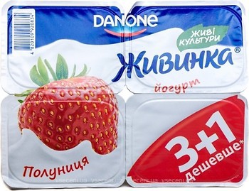 Фото Живинка йогурт густий Полуниця 1.5% 4x115 г