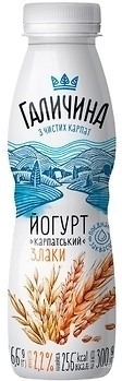 Фото Галичина йогурт питний Карпатський Злаки 2.2% 300 г