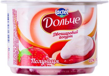 Фото Дольче йогурт густий двошаровий Полуниця 3.2% 115 г