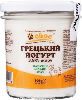 Фото Своє йогурт густий Грецький 3.8% 300 г