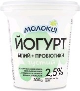 Фото Молокія йогурт густий білий з пробіотиками 2.5% 300 г