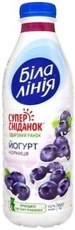 Фото Біла Лінія йогурт питьевой Черника 1.5% 820 г