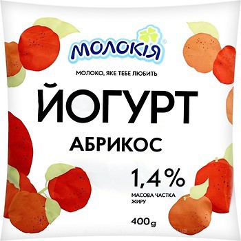 Фото Молокія йогурт питний Абрикос 1.4% 400 г