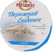 Фото President сир кисломолочний Творожний Сніданок зі сметаною 9% 180 г