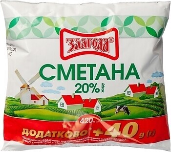 Фото Злагода сметана 20% 420 г