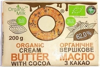 Фото Organic Milk масло солодковершкове з какао 62% 200 г