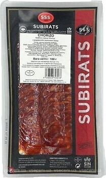 Фото Subirats ковбаса Chorizo Curado сиров'ялена нарізка 100 г