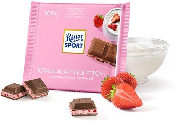 Фото Ritter Sport молочный Клубника с йогуртом (Erdbeer Joghurt) 100 г