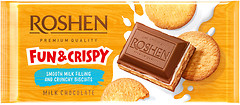 Фото Roshen молочний з молочною начинкою і печивом 115 г