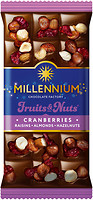 Фото Millennium молочний Fruits & Nuts з мигдалем, цільними лісовими горіхами, журавлиною і родзинками 80 г