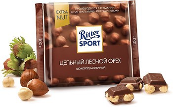 Фото Ritter Sport молочний Цілісний лісовий горіх (Whole Hazelnuts) 100 г