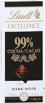 Фото Lindt Excellence чорний гіркий 99% 50 г