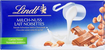 Фото Lindt молочный Milch-Nuss Lait Noisettes 100 г