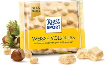 Фото Ritter Sport белый Цельный лесной орех и хлопья (Weisse Voll-Nuss) 100 г