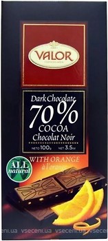 Фото Valor Chocolates чорний із апельсином 70% 100 г
