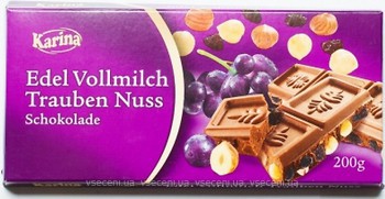 Фото Karina молочний Edel Vollmilch Trauben Nuss 200 г
