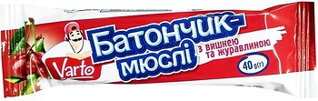 Фото Varto Злаковий із вишнею та журавлиною 40 г