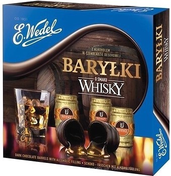 Фото E.Wedel Шоколадні бочечки з алкоголем Whisky 200 г