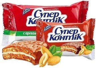 Фото Konti печиво Super Kontik з горіхом в молочно-шоколадної глазурі 50 г