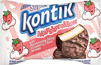 Фото Konti печиво Super Kontik з начинкою маршмеллоу полуниця 30 г