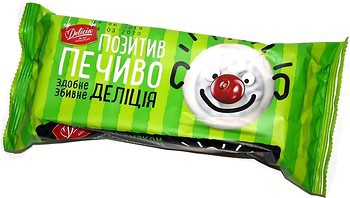 Фото Delicia печиво здобне збивне Позитив в молочній глазурі зі смаком вишні 135 г