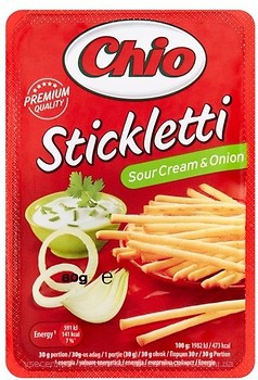 Фото Chio соломка Stickletti зі смаком сметани і цибулі 80 г