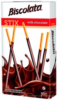 Фото Biscolata соломка Stix Milky в молочному шоколаді 40 г