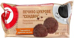 Фото Ашан печиво Сендвіч в глазурі з ароматом згущеного молока 100 г