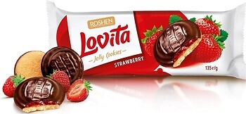 Фото Roshen печиво Lovita Jelly Cookies полуниця 135 г