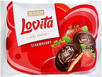 Фото Roshen печиво Lovita Jelly Cookies полуниця 420 г