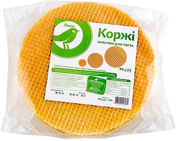 Фото Ашан вафельні коржі Для торта 90 г