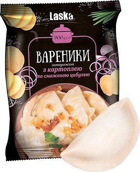 Фото Laska вареники з картоплею і смаженою цибулею 900 г