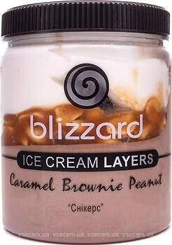 Фото Blizzard пломбір вагове Recipe №15 Caramel brownie peanut Снікерс 390 г