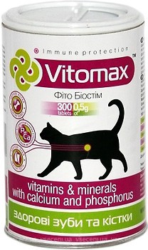 Фото Vitomax Комплекс для зубів і кісток котів з кальцієм і фосфором 300 таблеток