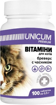Фото UNICUM Premium Бреверс з часником для котів 100 таблеток