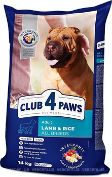 Фото Клуб 4 лапи Сухий корм Для дорослих собак всіх порід з ягням і рисом 14 кг