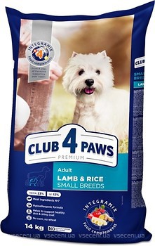 Фото Клуб 4 лапи Сухий корм Для дорослих собак малих порід з ягням і рисом 14 кг