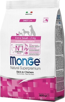 Фото Monge Extrasmall Puppy and Junior Chicken and Rice 800 г