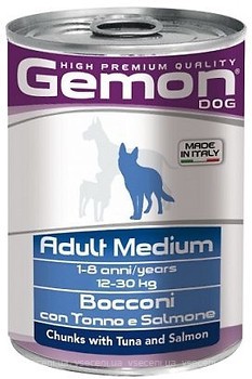 Фото Gemon Dog Medium Adult Chunks with Tuna and Salmon 415 г
