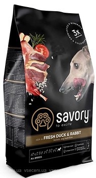 Фото Savory Adult All Breeds rich in Fresh Duck & Rabbit 12 кг (30181)