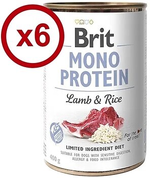 Фото Brit Mono Protein Lamb & Rice 6x400 г